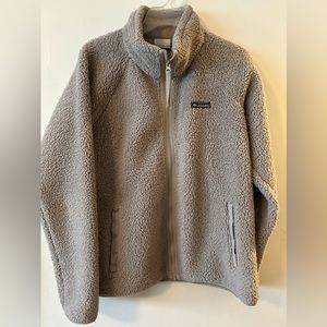 Gray fluffy zip up Columbia jacket, size Small